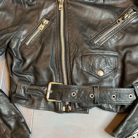 Vintage Crop Motorcycle Jacket sz S - Picture 9 of 15